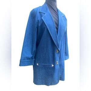 Vtg 90s Western Oversized Denim Jacket XS Coastal Cowgirl Boho Rodeo Coachella